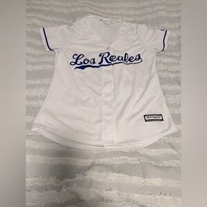 Majestic Fan Fashion White & Royal Blue Los Reales Jersey Adult Medium